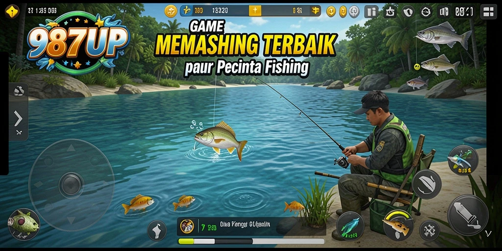 Tampilan gameplay 987UP yang menampilkan aksi memancing seru.