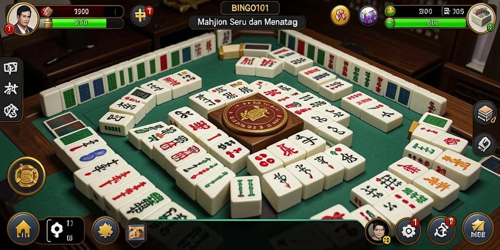 Tampilan gameplay menarik dari BINGO101 dengan ubin Mahjong.