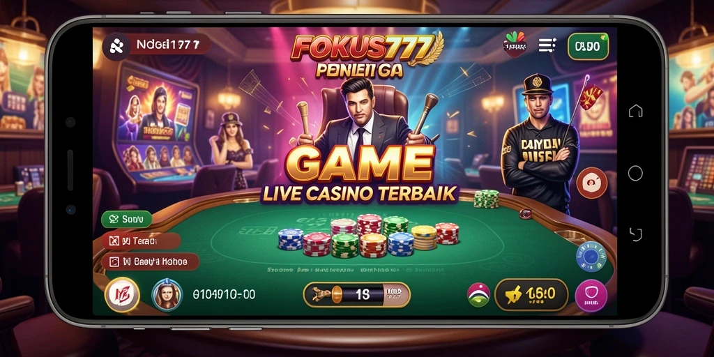 Tampilan gameplay Live Casino yang mendebarkan di FOKUS777.