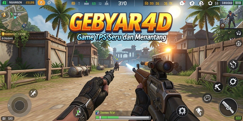 Tangkapan layar GEBYAR4D menampilkan aksi pertempuran intens di arena TPS.