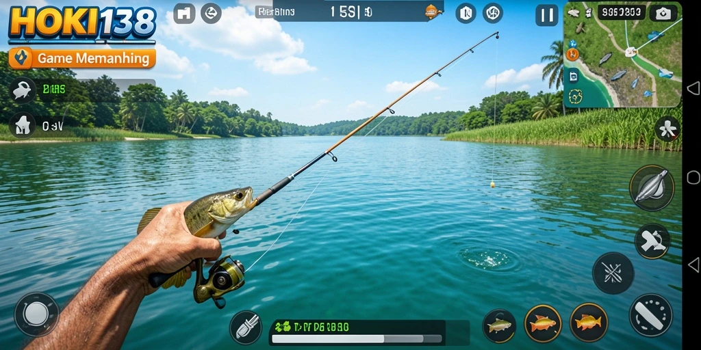 Screenshot gameplay HOKI138 dengan pengalaman memancing seru.