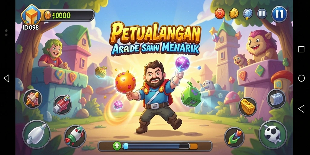 Screenshot ID098 menampilkan aksi seru dalam permainan Arcade.