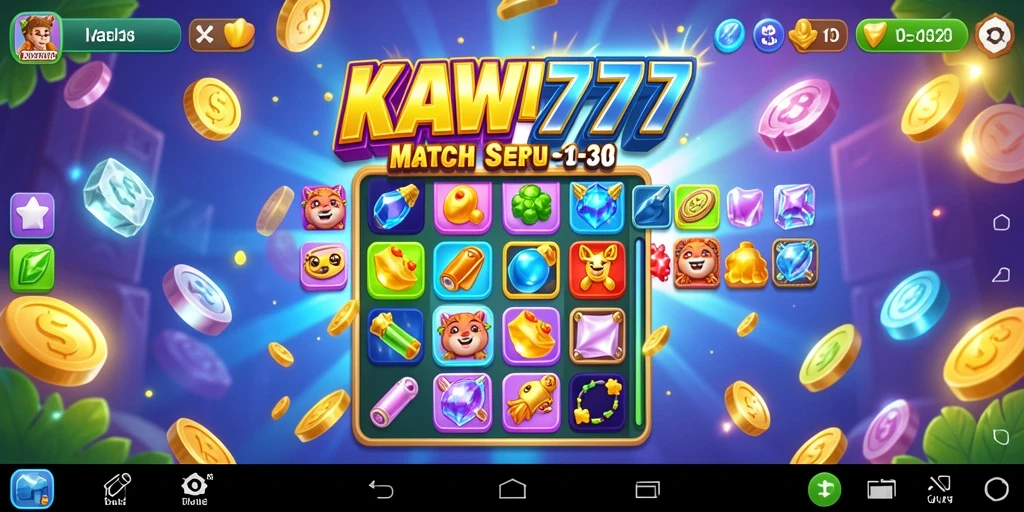 Tampilan menarik gameplay KAWI777 dengan match-3 yang seru.