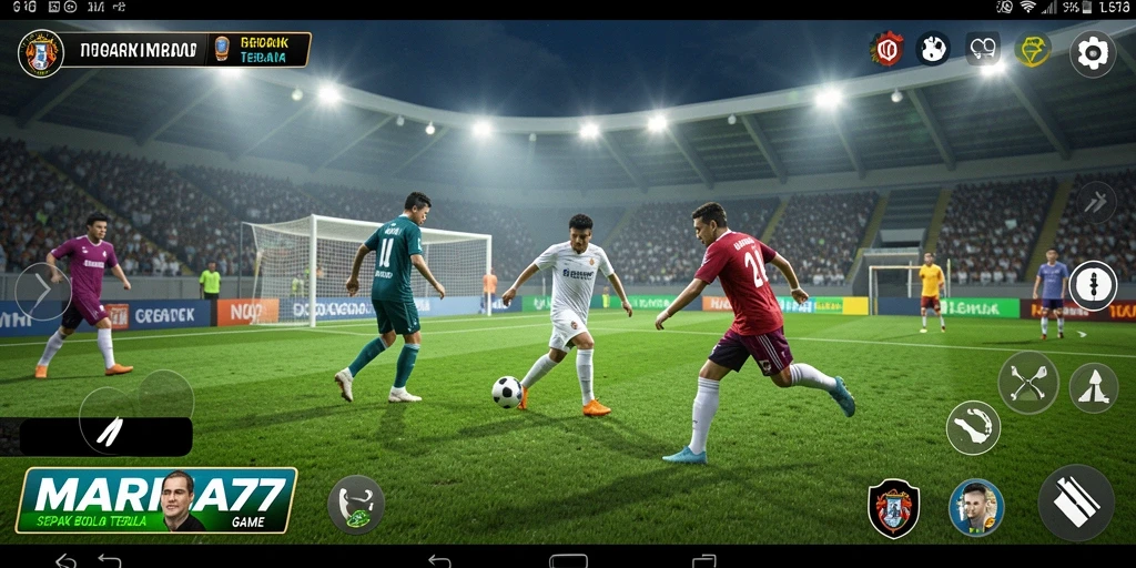 Tampilan gameplay seru dalam MARIMA77, nikmati laga sepak bola.