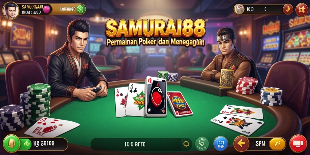 Tampilan aksi mendebarkan dari permainan poker SAMURAI88.