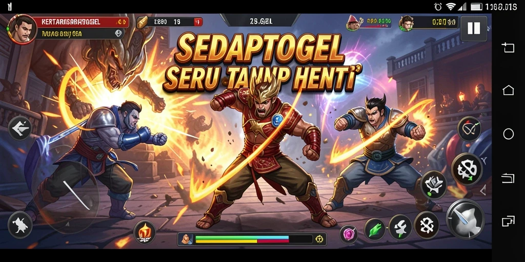 Tampilan pertarungan seru di SEDAPTOGEL dengan karakter unik.