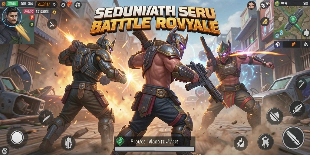 Gameplay intens dari SEDUNIATOTO dalam aksi Battle Royale.