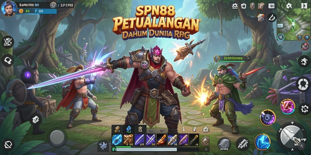 Tampilan gameplay SPN88 dengan pertarungan epik dan lingkungan yang megah.