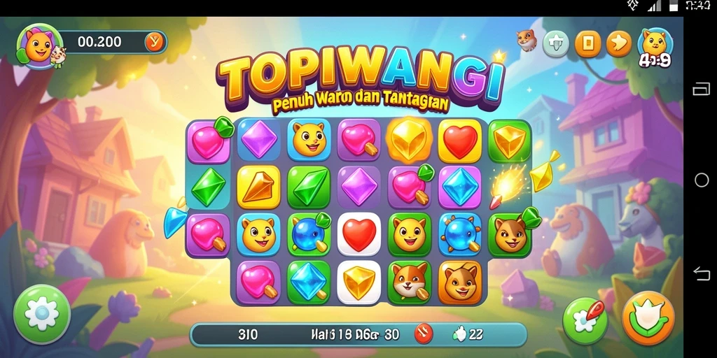 Gameplay seru dan penuh warna dalam TOPIWANGI.