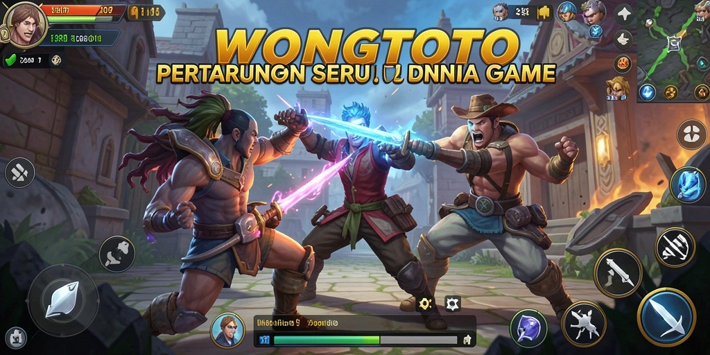 Tangkapan layar menampilkan pertarungan intens antara karakter di WONGTOTO.