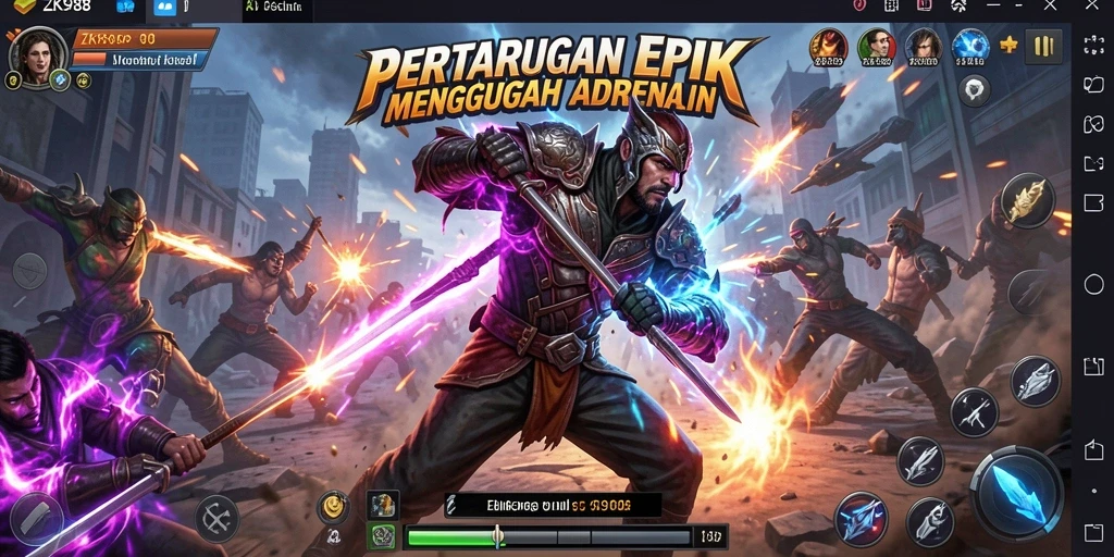 Tampilan grafis menawan dan aksi pertarungan seru dalam ZK988.